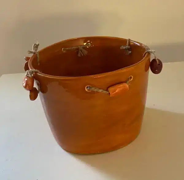 Handshapped sienna ice bucket "sun" - Image 2