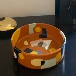 Vide-poche style « cubiste » tonalité terre de Sienne et jaune