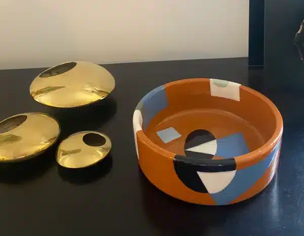 Vide-poche style « cubiste » tonalité terre de Sienne et bleue – Image 7
