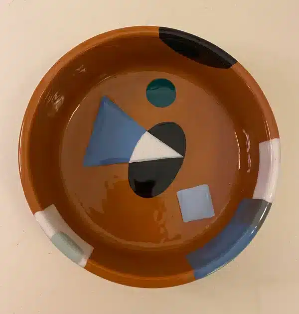 Vide-poche style « cubiste » tonalité terre de Sienne et bleue – Image 9