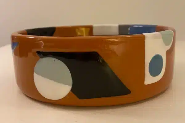 Vide-poche style « cubiste » tonalité terre de Sienne et bleue – Image 2
