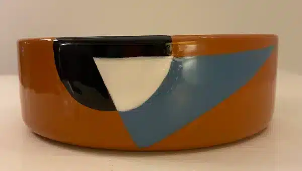Vide-poche style « cubiste » tonalité terre de Sienne et bleue – Image 3