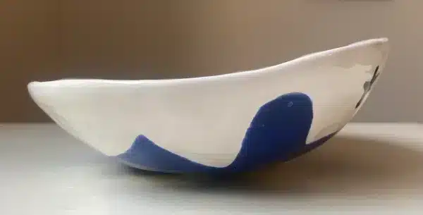 Coupelle ovale bleue & blanc « colombes » – Image 7