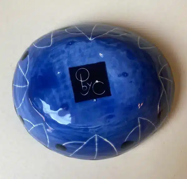 Coupelle ovale bleue « colombes » – Image 2