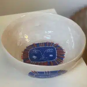 Saladier blanc & bleu « têtes »